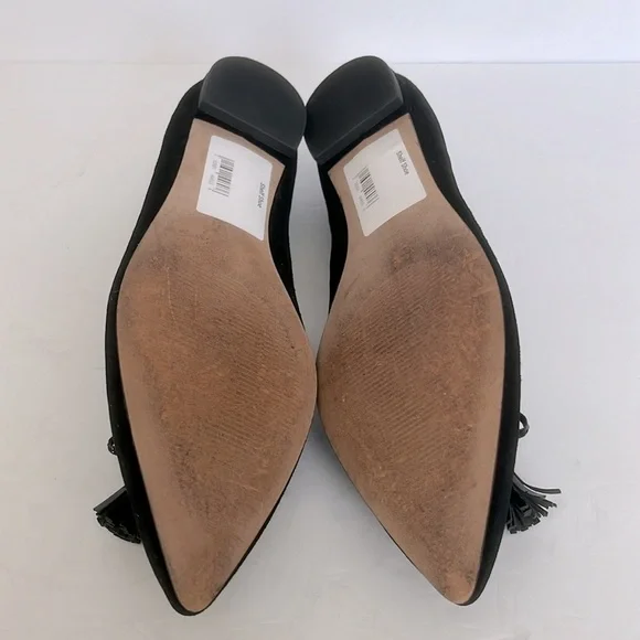 Ann Taylor Women's Tassel Penny Loafer Flat Suede Slip On Black Shoes Size 8.5M - Picture 7 of 7